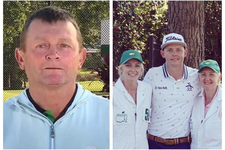 On Left: Cameron Smith's father, Des Smith Talks To The Media After His Son's Victory In British Open And On Right: Cameron With His Mom, Sharon And Sister Mel