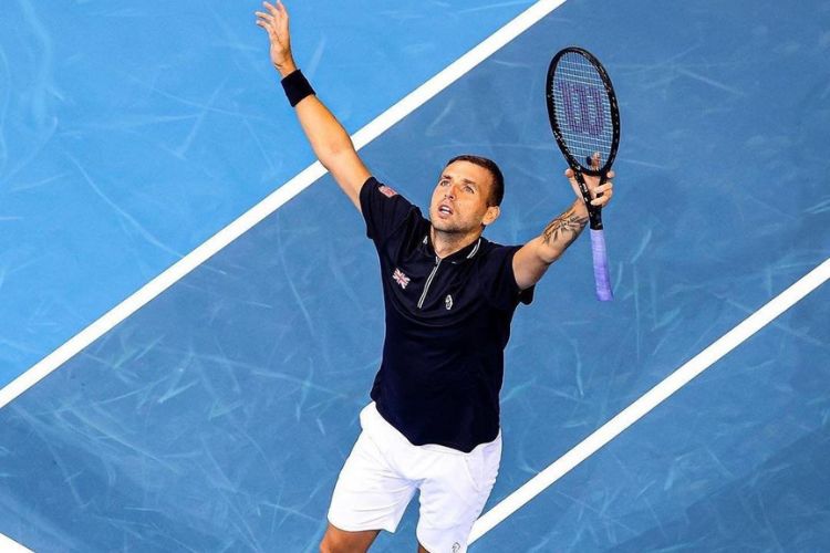Dan Evans Pictured Celebrating After At ATP Cup Tournament In 2022