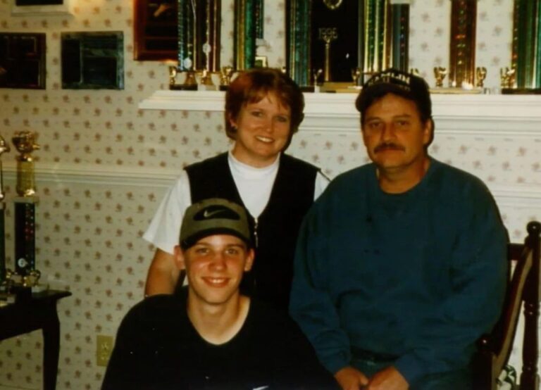 A Young Denny Hamlin Pictured With His Parents, Dennis And Mary Lou Hamlin As He Shares The Throwback Picture In 2020