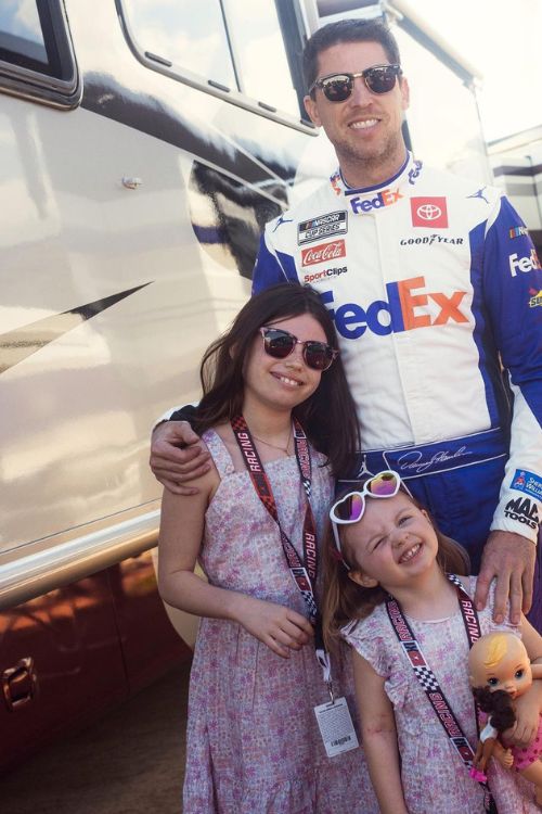 Denny Hamlin Pictured With His Daughters, Taylor(Left) And Molly (Right) In 2022