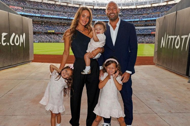 Derek And Wife Hannah Pictured With Their Three Daughters At The Yankee Stadium In 2022