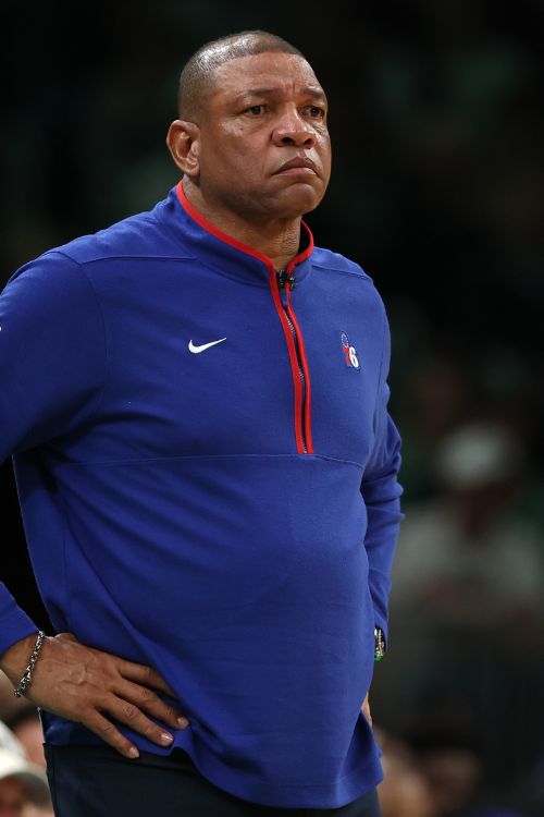 Doc Rivers Pictured On The Sidelines Looking At His Team's Play