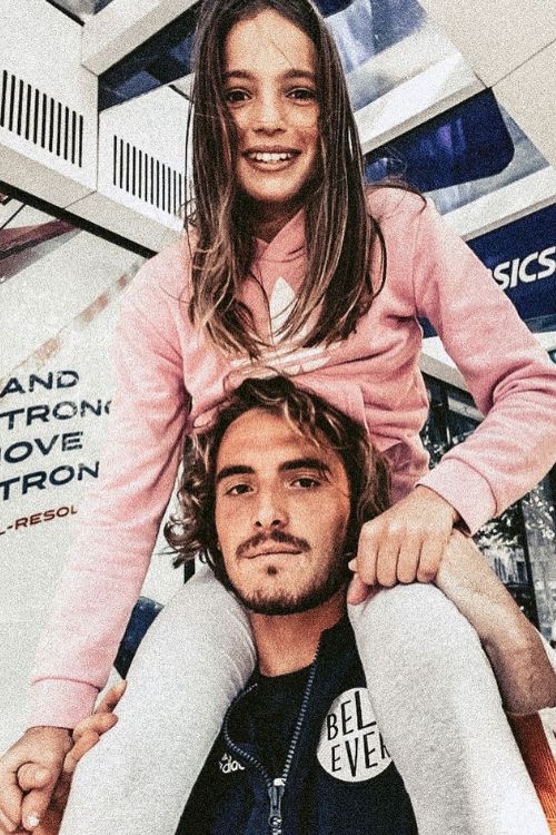 Stefanos Tsitsipas Pictured Lifting His Sister Elisavet On His Shoulder 