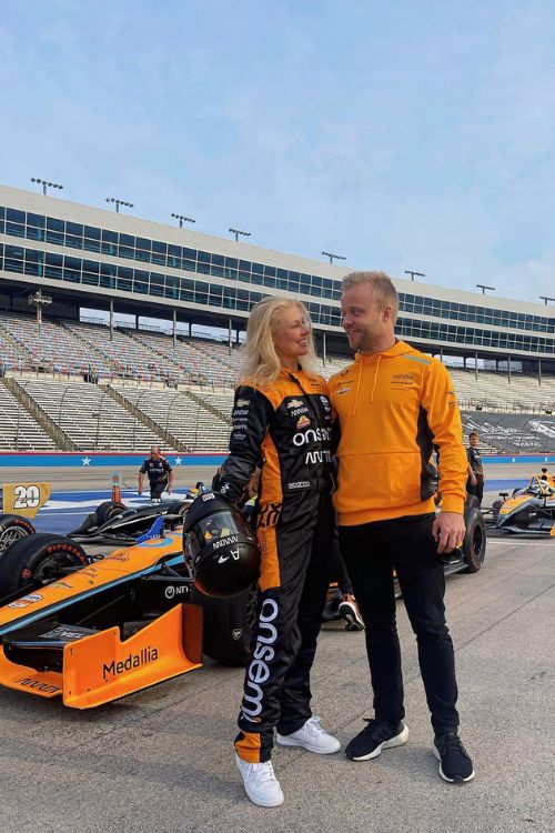 Felix Rosenqvist Pictured With His Girlfriend Emille Sutt At Texas Motor Speedway In April 2023
