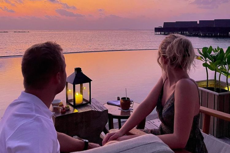 Felix And Emille Look At The Gorgeous Sunset In Their Trip To Milaidhoo Island, Maldives