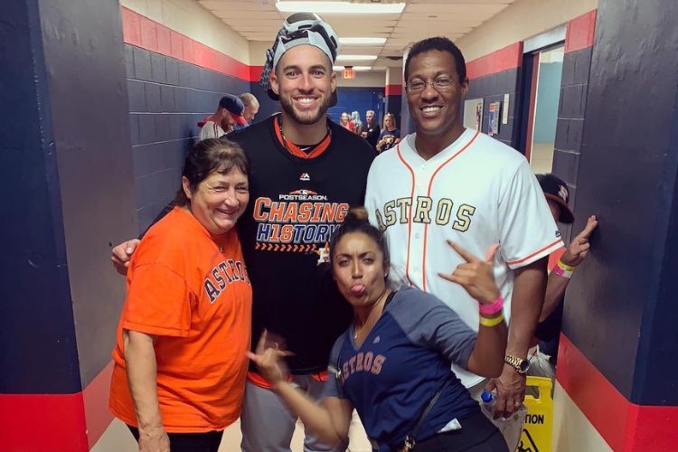 George Springer Pictured With Parents, George Springer Jr, And Laura Springer Along With Sister Lena In 2018