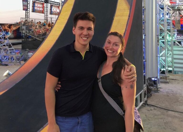 James Holzhauer With His Wife Melissa Holzhauer On The Sets Of American Ninja Warrior