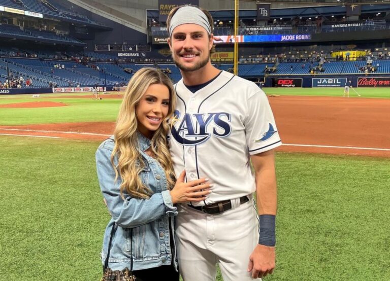 Josh Lowe Pictured With His Girlfriend Anna Spencer At The Tropicana Field In 2022