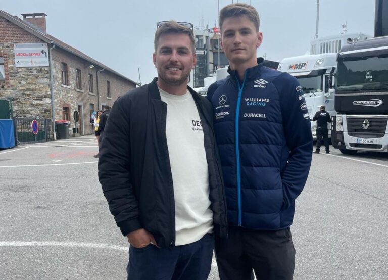 Dalton Sargeant Poses With His Brother And F1 Racer Logan Sargeant At Bahrain Race Track Earlier This Year In March