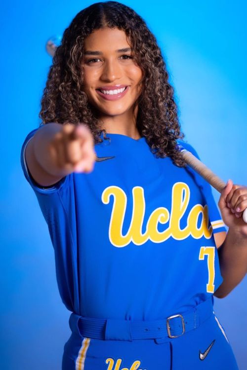 Maya Brady Poses For The Camera As She Conducts The Yearly Photoshoot For The UCLA Softball Team