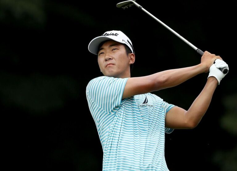 Michael Kim Eyes Up His Shot During John Deere Classic Tournament In 2018