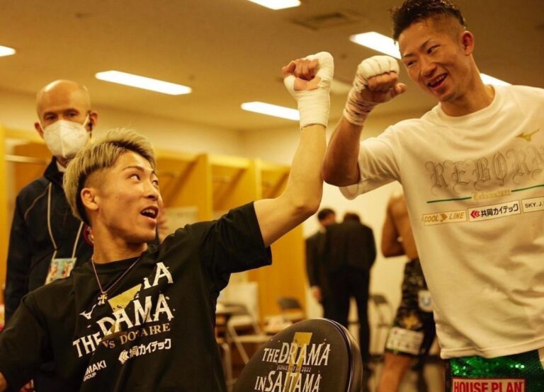 Naoya Inoue Celebrates With His Brother, Takami Inoue After His Fight In 2022