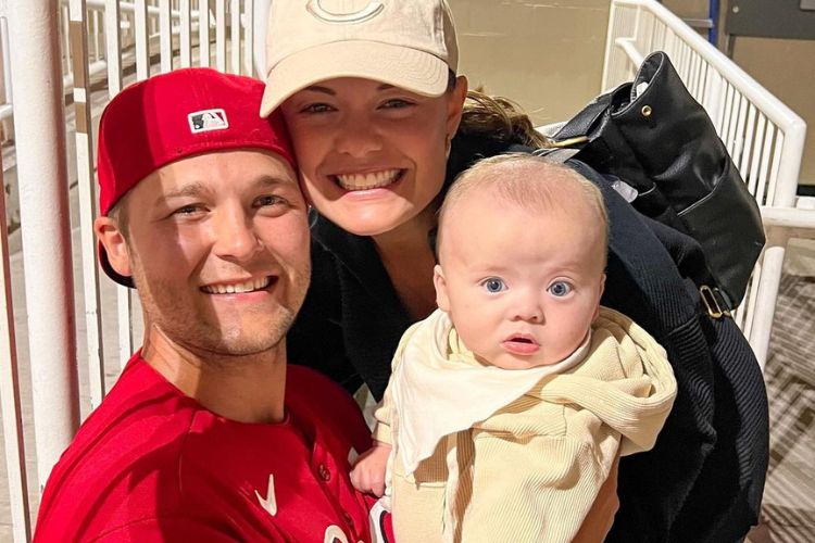 Nick And Emily Pictured With Their Son Nick Jr As They Are Spotted Repping Cincinnati Reds Caps