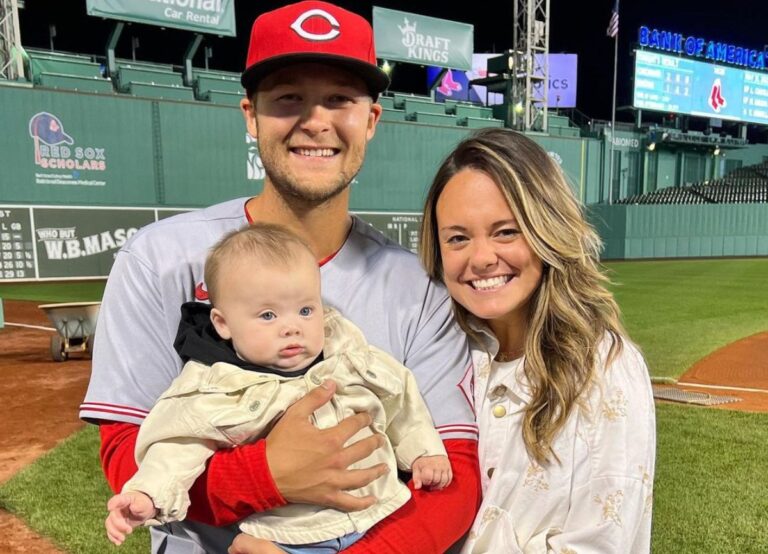 Nick With Wife Emily And Their Son Nick Jr Pictured At Fenway Park In 2022