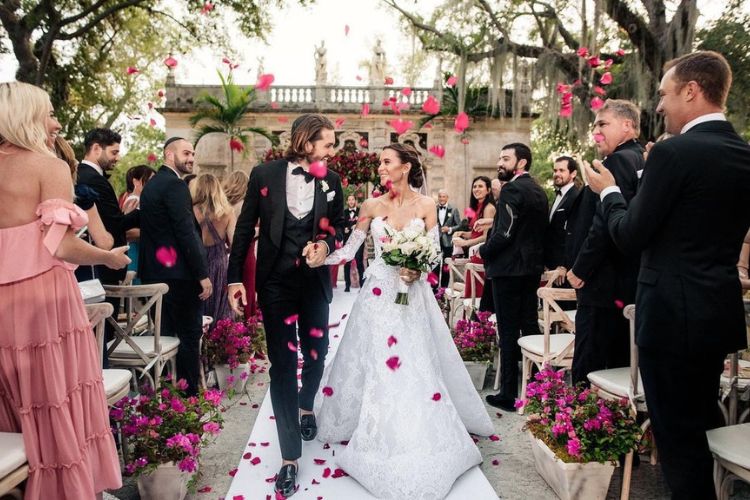 Patrick And Jade Walk Down The Aisle At The Vizcaya Museum and Gardens On May 26, 2019 In Presence Of Their Family And Friends