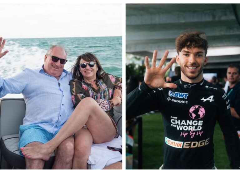 Pierre Gasly's Parents Jean-Jacques And Pascale Gasly During A Boat Trip At Cayman Islands