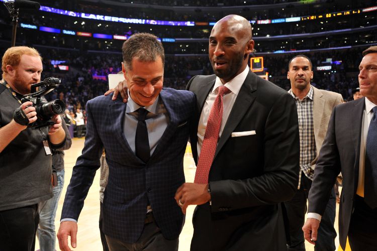 Rob Pelinka Pictured With Longtime Friend Late Kobe Bryant During A Lakers Game