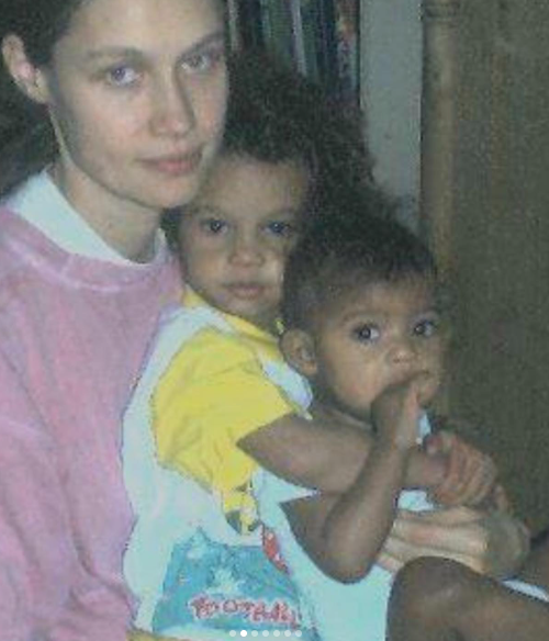 Satou Sabally parent: her mother heike holding satou and nyara