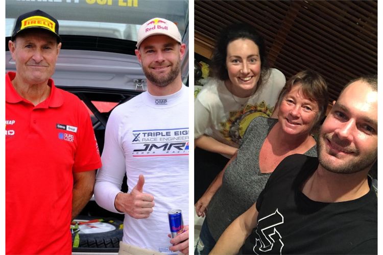 On Left: Shane and His Dad Robert Pictured At A Race track And On Right: Shane With His Mom, Karen And Sister In 2018
