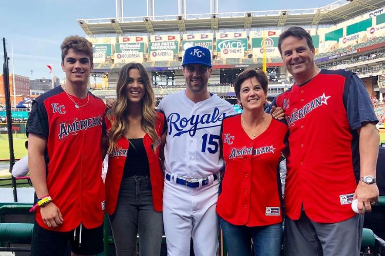 Whit Merrifield With His Parents, Kissy And Bill And Siblings Costner And Hite At Progressive Field In 2019