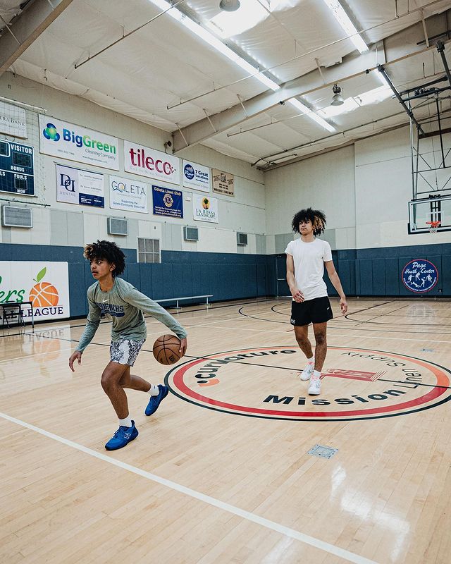 Anthony Practicing Basketball With His Brother Beckham