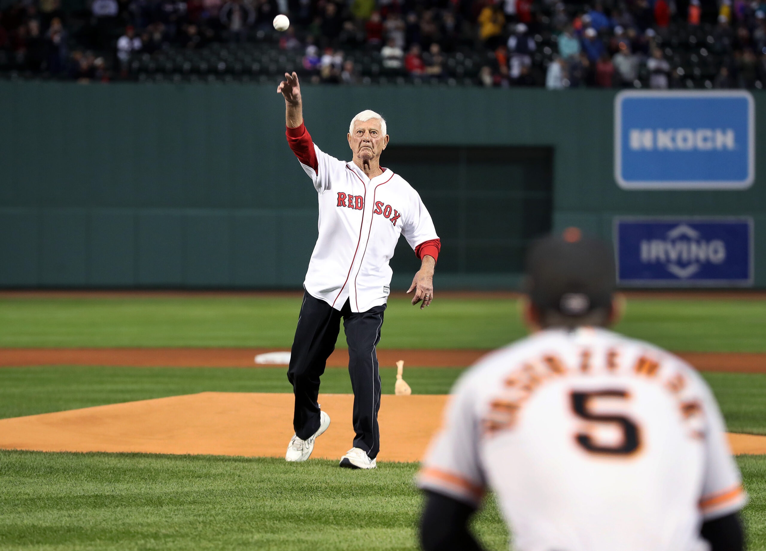 Carl Yastrzemski Delivers First Pitch Before Red Sox