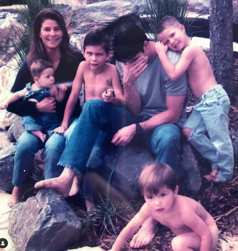 Childhood photo of McCaffrey siblings with their parents