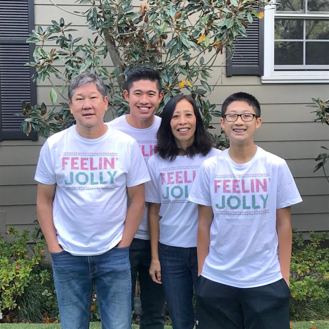 Collin Morikawa With His Parents And Brother
