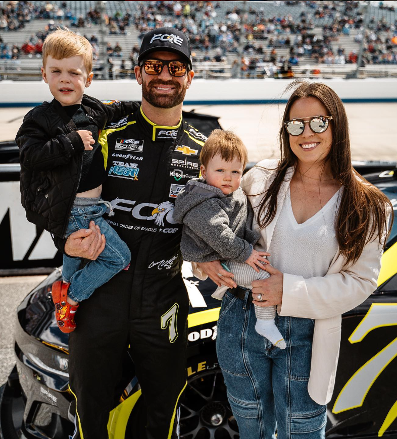 Corey LaJoie with his wife and kids