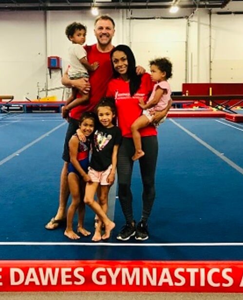Dominique Dawes With Her Family At Her Training Center In Maryland (Source: Macaroni Kid Germantown)
