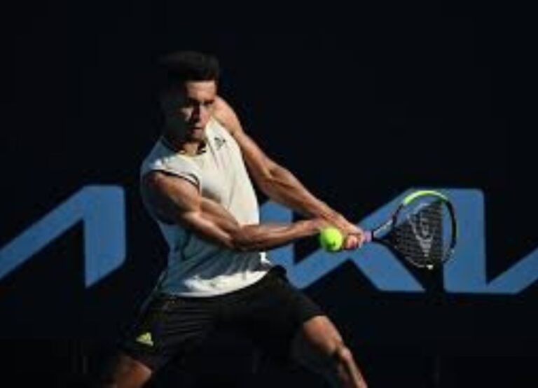 Michael Mmoh During His Tennis Match