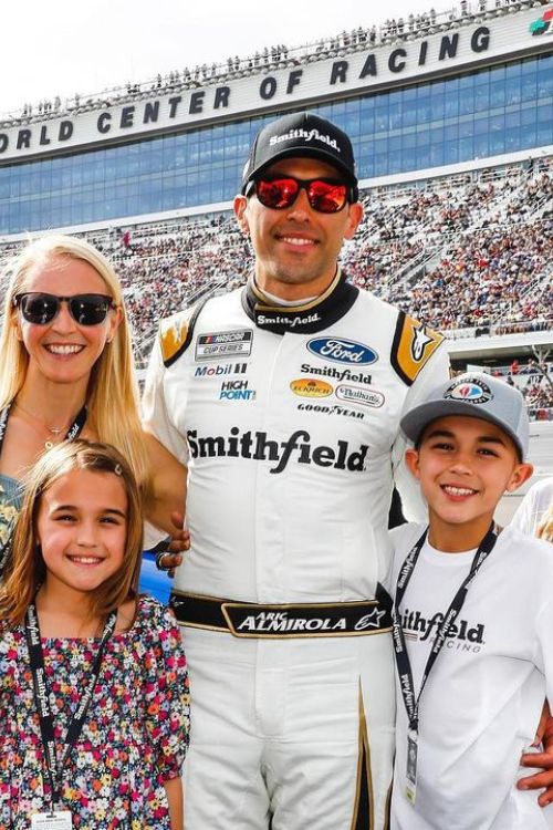 Aric Almirola With His Wife And Children 