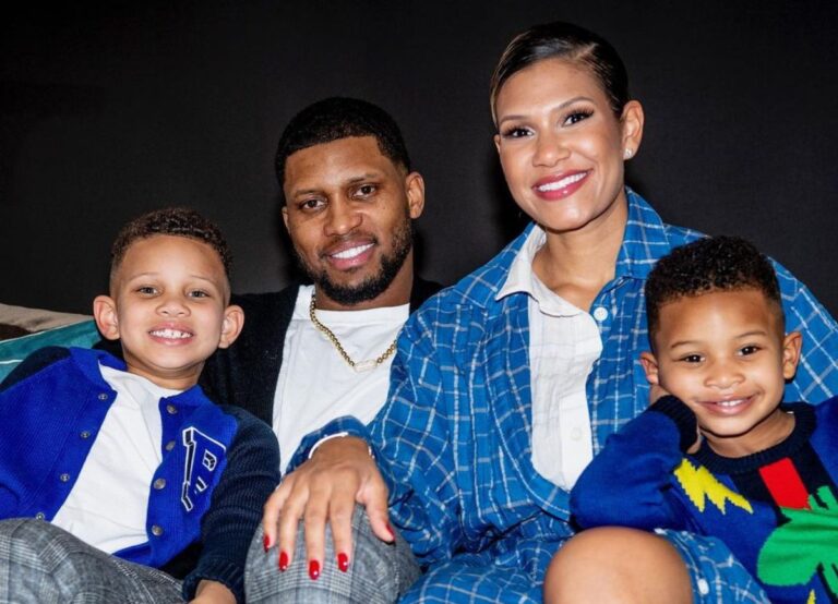 Rudy Gay With His Wife And Two Son