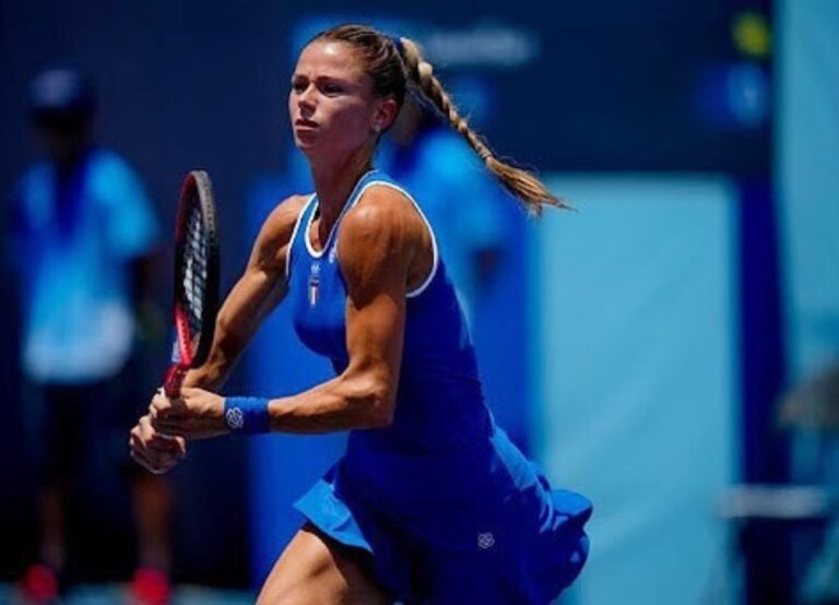Camila Giorgi Pictured In Her Italian Tennis Gear Representing Her Country In The Tokyo Olympics