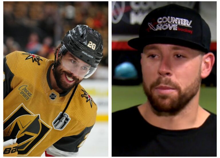 Chandler Stephenson(L) Pictured During A Game In 2023, And On Right: His Brother, Colton Stephenson Being Interviewed By Global News In 2020