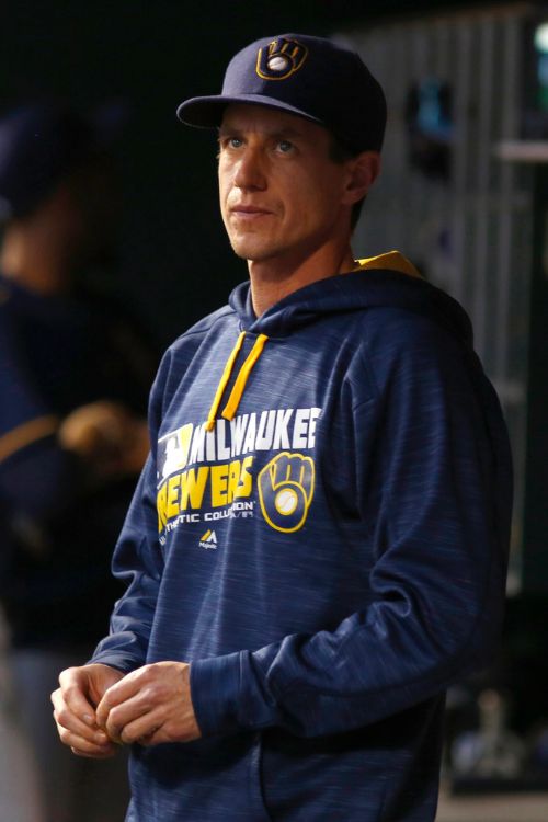 Craig Counsell Pictured In The Brewers Gear During One Of The Games
