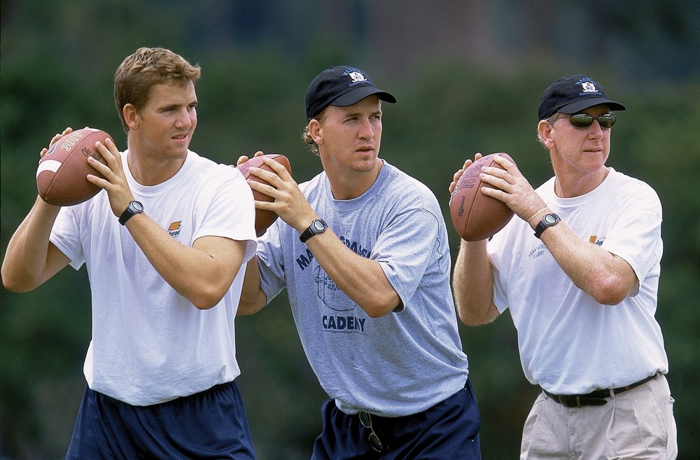 Manning Brothers Practicing Football