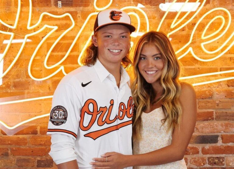 Jackson Holliday With His Future Wife Chloe Cox Poses In His Orioles Gear In 2022