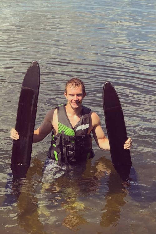Jake Rancic Pictured In Water With His Skiers In 2018