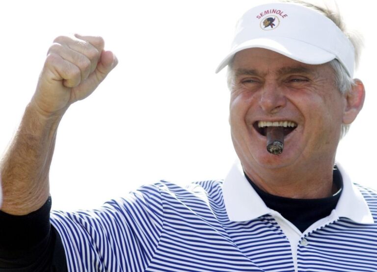 Jimmy Dunne Wears His Seminole Gear As He Celebrates While Playing Golf