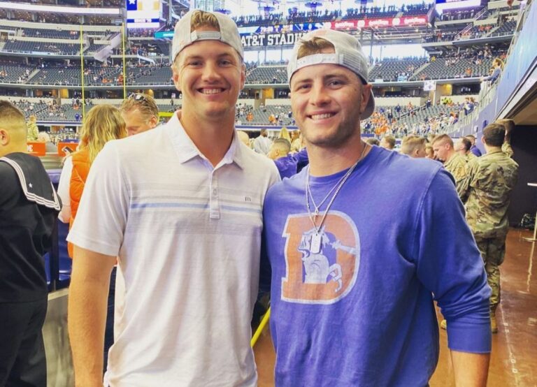 Josh Jung Pictured With His Brother Jace Jung At A NFL Game In 2021