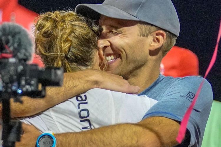 Kevin Schmidt Gives His Wife A Hug After Completion Of Her Event 
