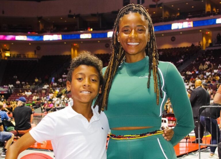 Miko Grimes Pictured With Her Son Aiden Grimes In Orleans Arena In 2021