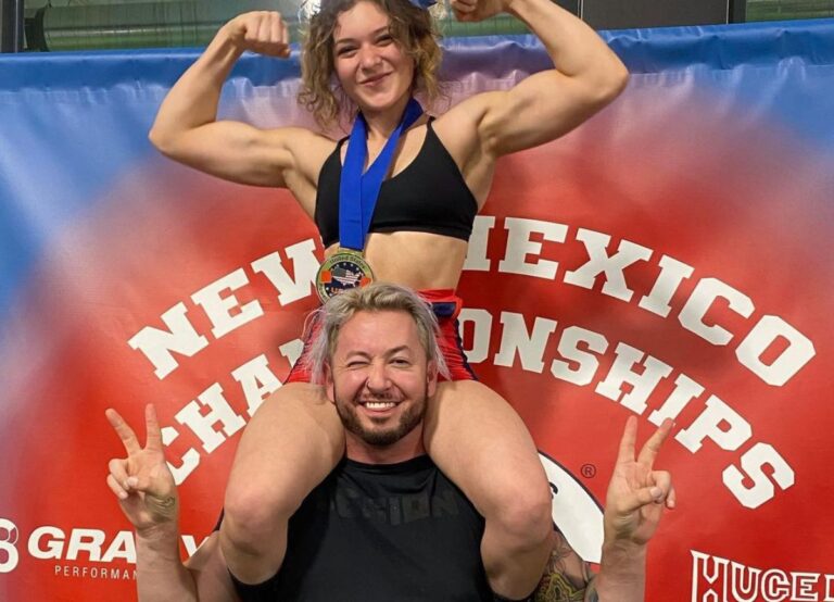 Serena Abweh Is Carried By Her Boyfriend Garrett Gonzales On His Shoulder After Her Victory In The New Mexico Championships