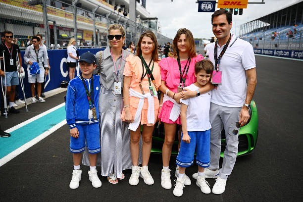 Roger With His Wife Miraka And Four Kids At F1 Miami Grand Prix 