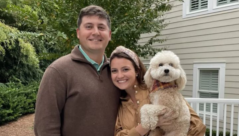 Andrew Novak And His Wife Maddie With Their Pet Dog