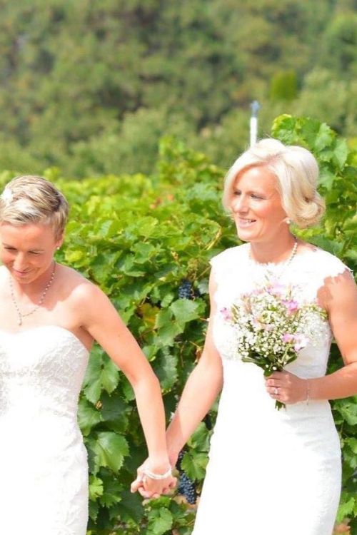 Bev Priestman And Emma Humphries During Their Wedding Ceremony