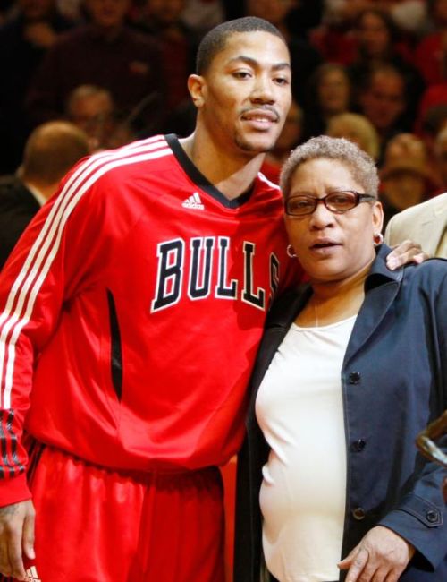 Derrick Rose With His Mother Brenda
