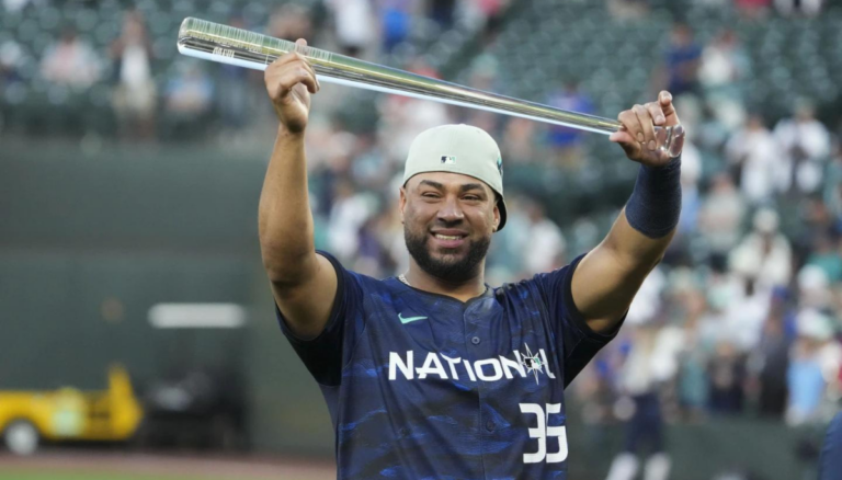 Diaz With His MVP Award After The MLB All-Star Baseball Game In Seattle, Tuesday, July 11, 2023.