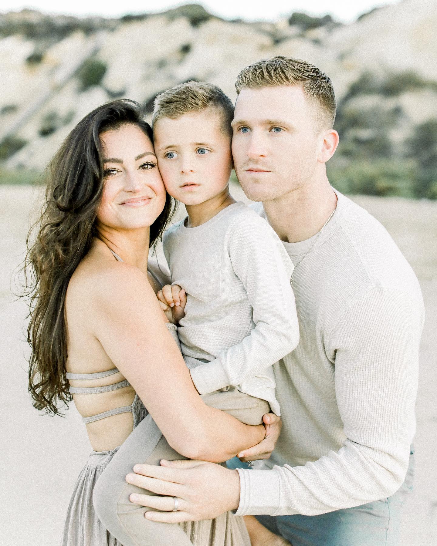 Dustin Hopkins With His Wife Gabrielle And Son Wake